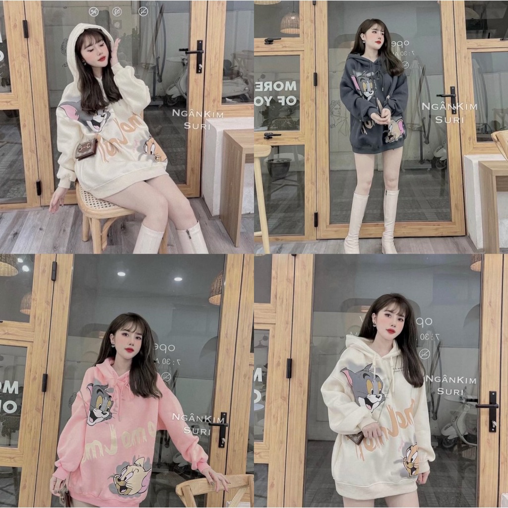 [Giá Sỉ] Áo nỉ hoodie In hình mèo và chuột dễ thương 283 áo nỉ bông unisex nam nữ