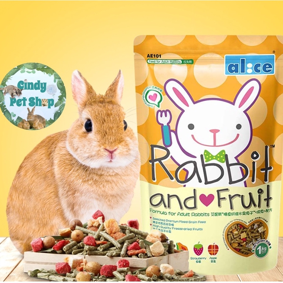 Cỏ viên trái cây Alice 1kg - thức ăn cho Thỏ trưởng thành trên 6 tháng Rabbit and Fruit