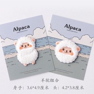 Zanmo sticker ủi thêu - miếng vá thêu dán quần áo balo cừu lạc đà lông xù alpaca
