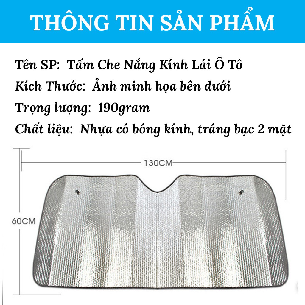 Tấm Che Nắng Kính Lái Ô Tô Tráng Bạc – Thiết Kế Cho Các Xe Dòng Sedan VERSION 1