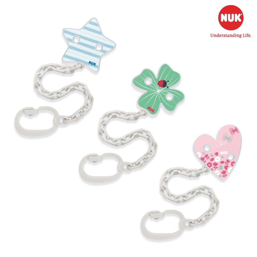 Dây đeo ti giả NUK nhựa Tritan thân thiện cho bé 0-36 tháng siêu nhẹ nhiều họa tiết 220mm Homedy Kids