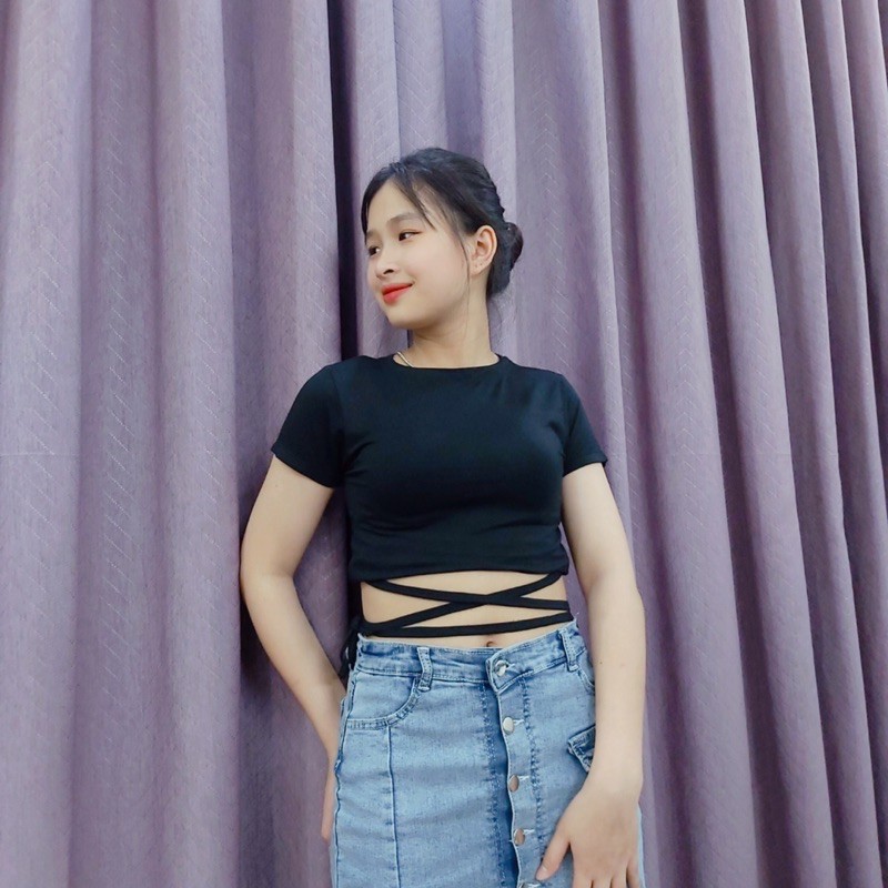 [Mã FAMAYWA giảm 10K đơn 50K] Áo Croptop , áo thun croptop body dây đan chéo cao cấp chất cotton mát mịn CRT-001 | BigBuy360 - bigbuy360.vn