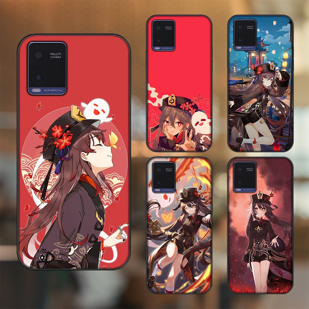 Ốp lưng Vivo Y21 viền đen in hình Hutao Genshin Impact