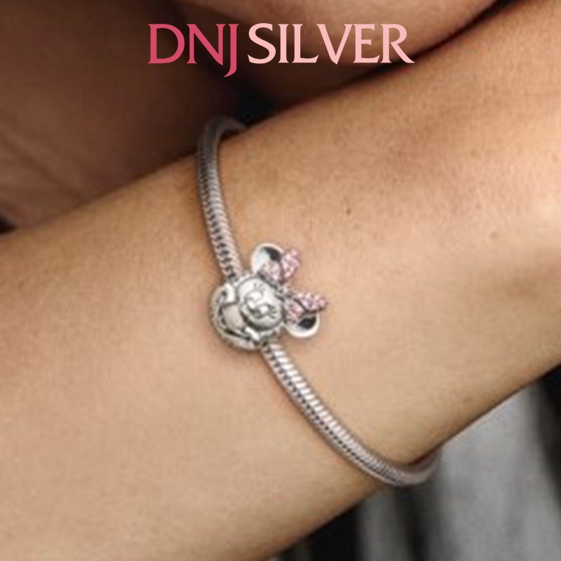 Charm bạc 925 cao cấp, hàng chuẩn bạc - Charm Minnie Mouse Pink Pavé Bow thích hợp để mix vòng tay charm - DN278