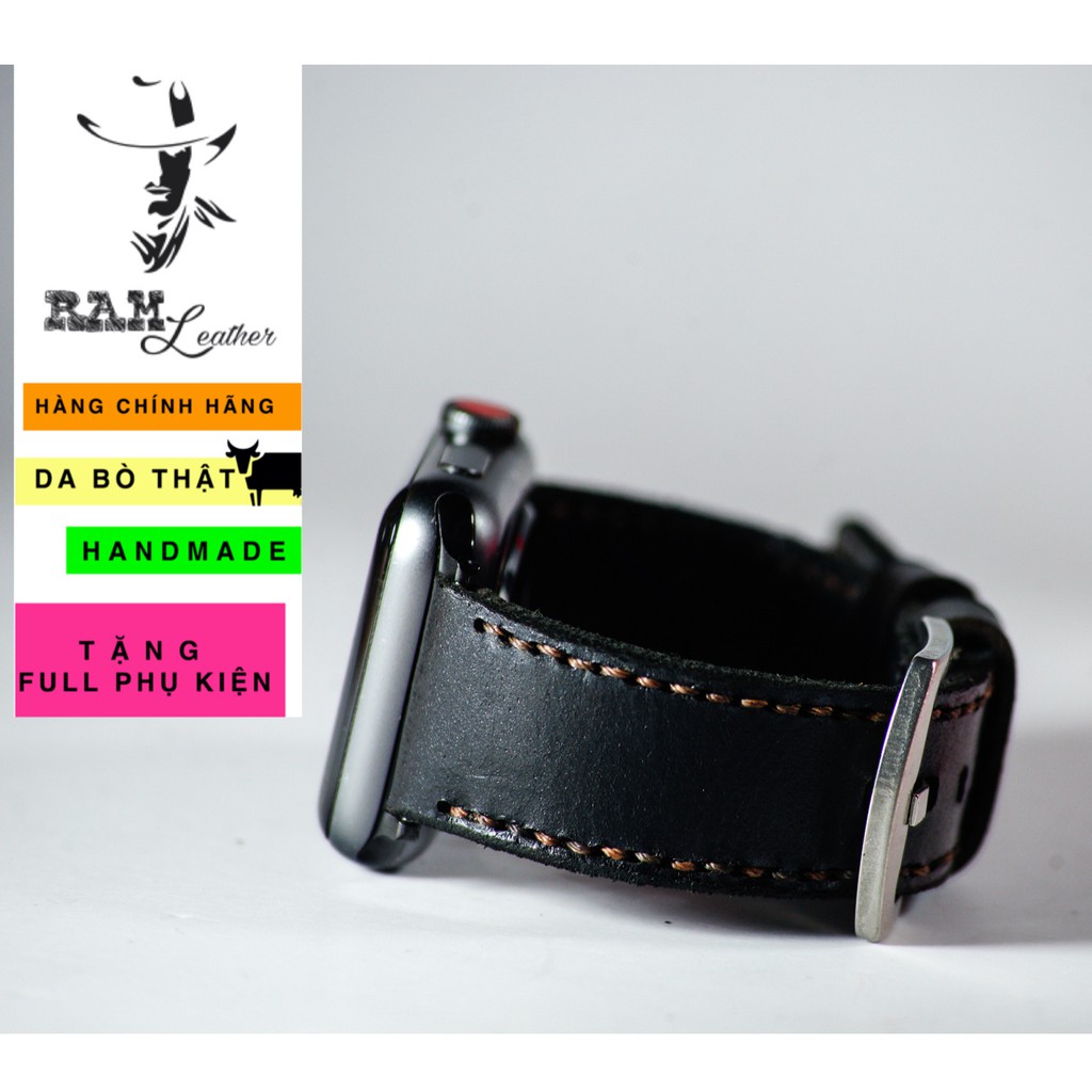 Dây đồng hồ Apple Watch , Iwatch , Iphone Watch Da Bò Thật RAM Leather Bền Đẹp