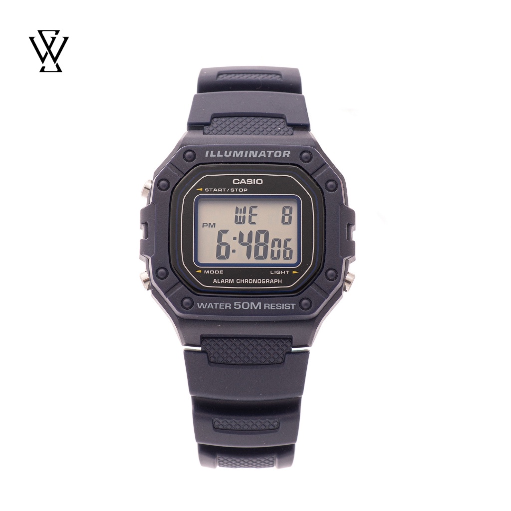 Đồng Hồ Điện Tử Nam Casio WATCHSTORE W-218H-2AVDF Thiết Kế Kính Nhựa 43mm, Độ Chịu Nước 5ATM, Vỏ Nhựa Cao Cấp