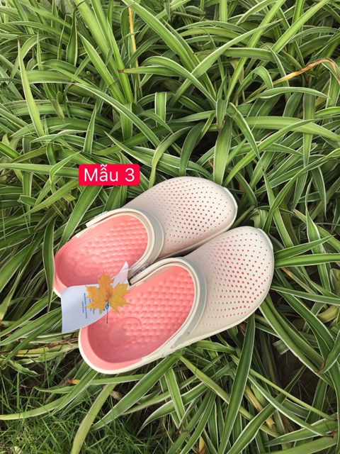 Dép sục cross literide nữ màu trắng gót hồng hàng loại 1 chính hãng full tag, full box