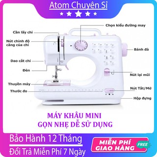 Máy Khâu Mini Gia Đình  Gọn Nhẹ Tiện Lợi Dễ Sử Dụng với 12 Đường Chỉ Máy khác Nhau [HÀNG CHUẨN]