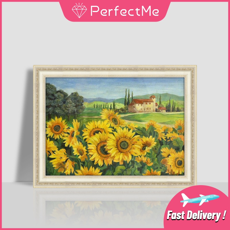 Bộ tranh đính đá 5D tự làm họa tiết hoa hướng dương kích thước 40x30cm