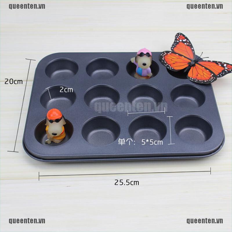 12 Cups Metal Nonstick Cupcake Baking Mold Pan Tray Tin Cakes Pudding Muffin Bun QUVN
