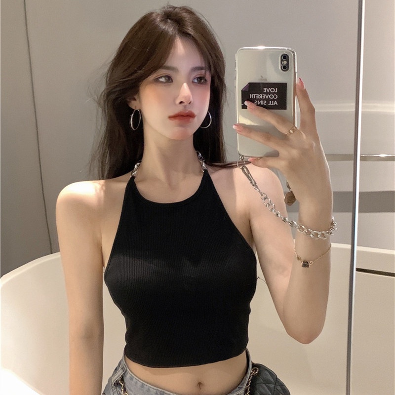 Áo Hai Dây Phối Xích Thời Trang Mùa Hè Quyến Rũ Cho Nữ