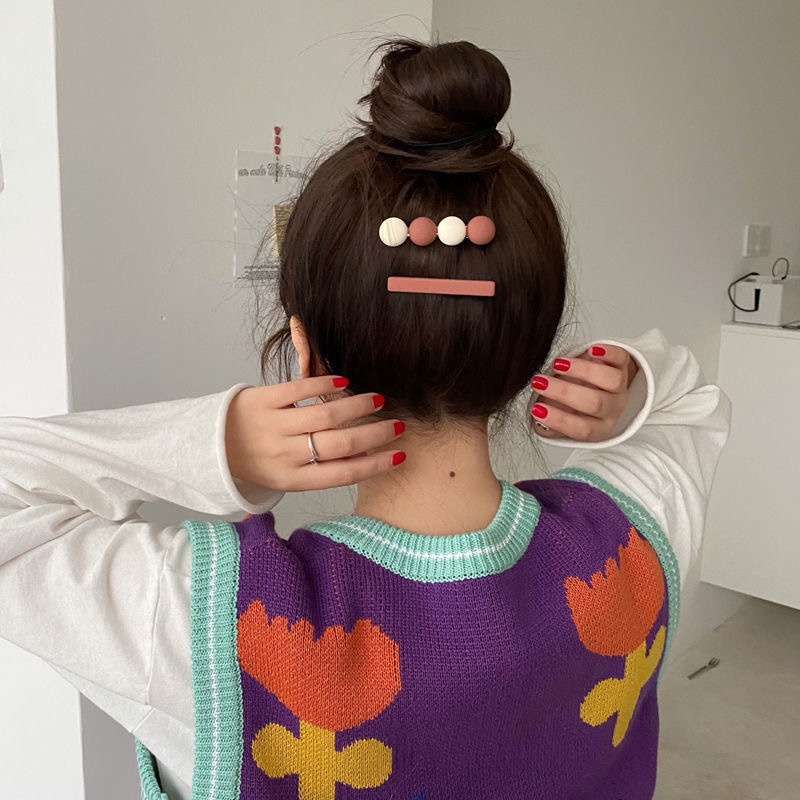 Kẹp Tóc Màu Cà Phê Sữa Phong Cách Retro Đơn Giản