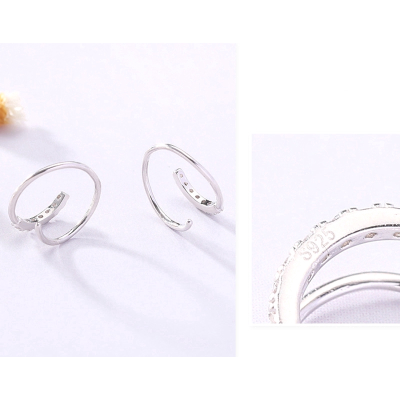 Khuyên Tai Xoắn Ốc Mạ Bạc Đính Đá Lấp Lánh