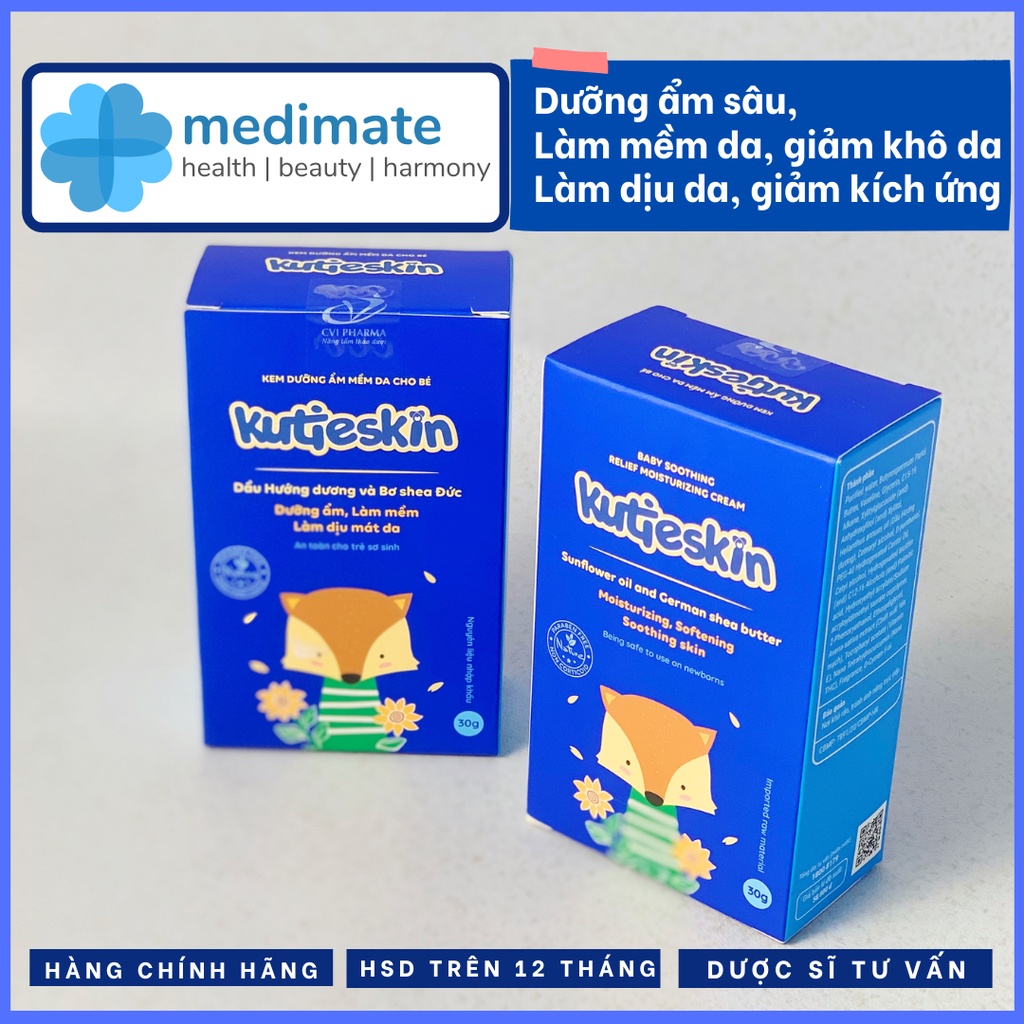 Kem KUTIESKIN mềm da, dịu da, dưỡng ẩm an toàn cho trẻ sơ sinh (tuýp 30g)