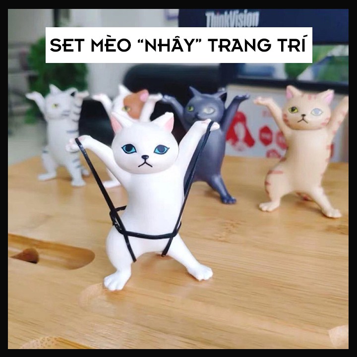 Set 4 Mô Hình Mèo Hoạt Hình Nhảy Múa - trang trí bàn làm việc - GIAO MÀU NGẪU NHIÊN