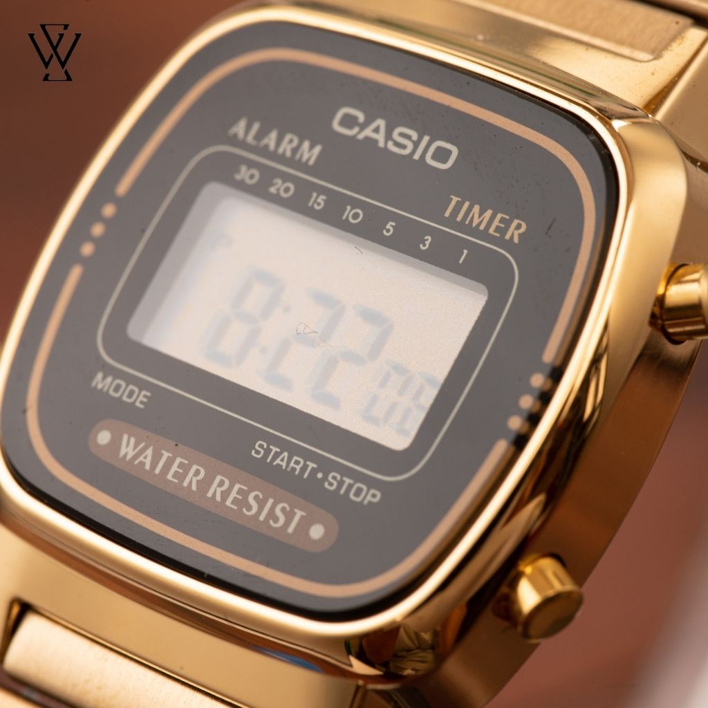 Đồng Hồ Điện Tử Nữ Casio WATCHSTORE LA670WGA-1DF Thiết Kế Mặt Kính Nhựa 24.6 mm, Dây Đeo Kim Loại Màu Vàng Trẻ Trung