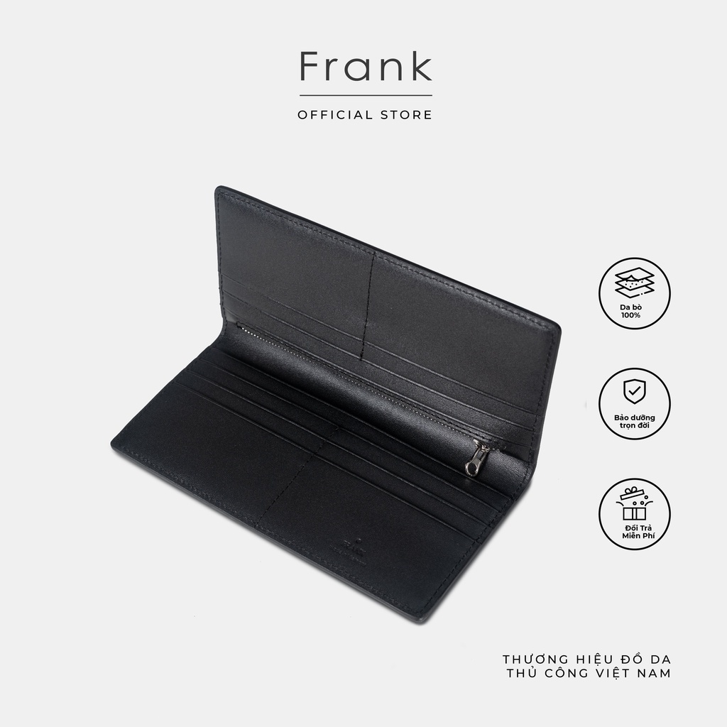 Ví Dài Cầm Tay Nam Da Bò Epsom FRANK Stripe Long Wallet Bóp Nam Dài Da Thật Nhiều Ngăn Cao Cấp