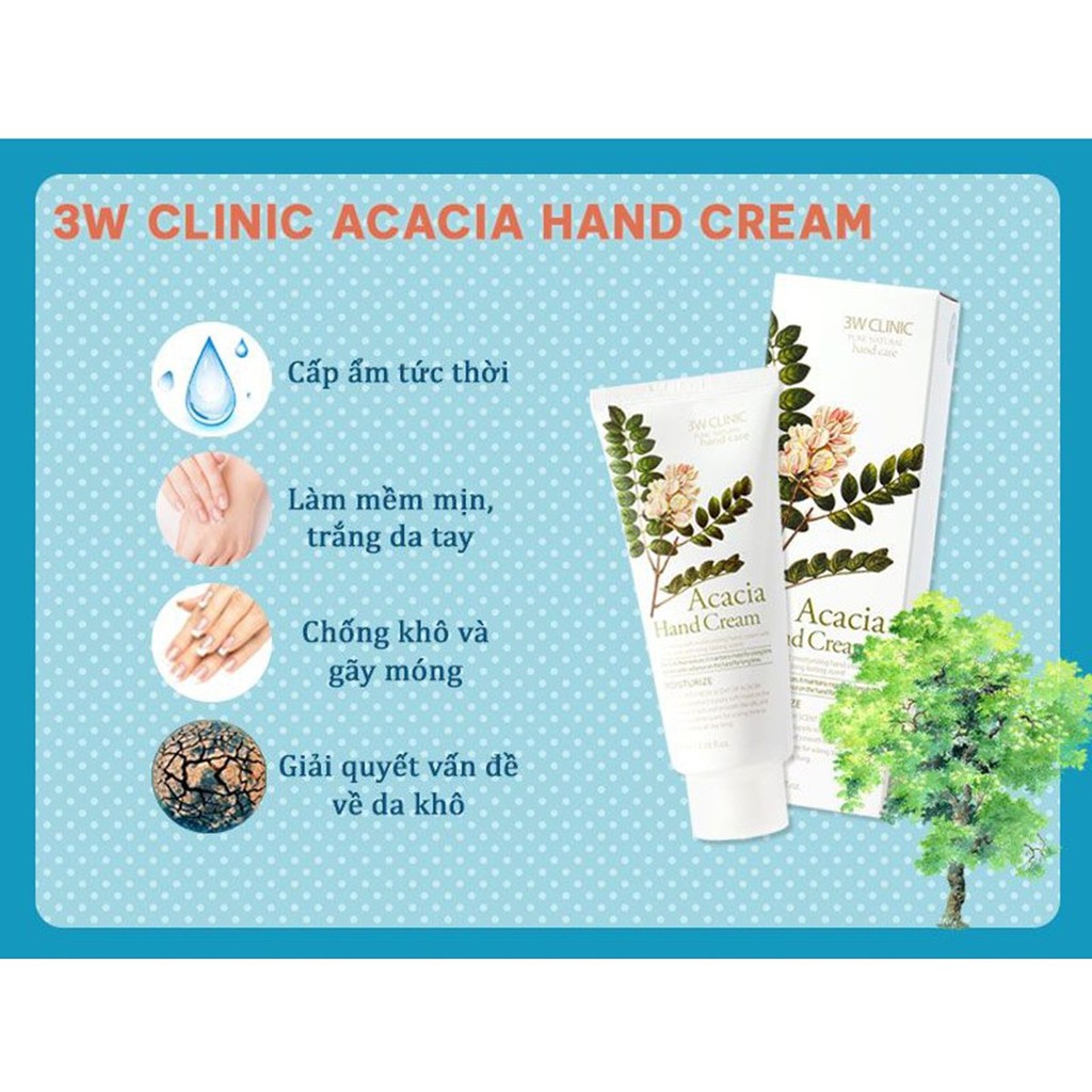 Kem Dưỡng Da Tay Acacia 3W Clinic Acacia Hand Cream 100ml