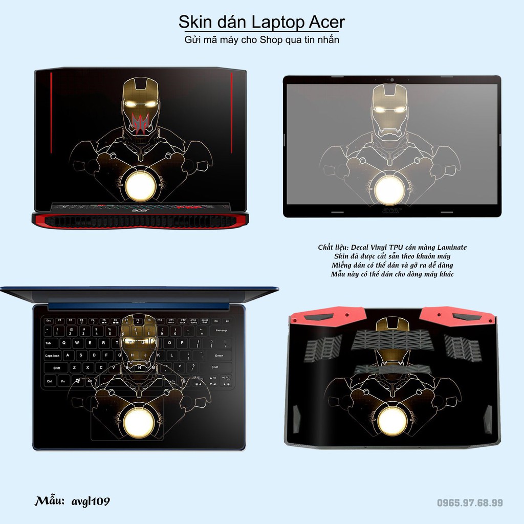 Skin dán Laptop Acer in hình Avenger _nhiều mẫu 2 (inbox mã máy cho Shop)