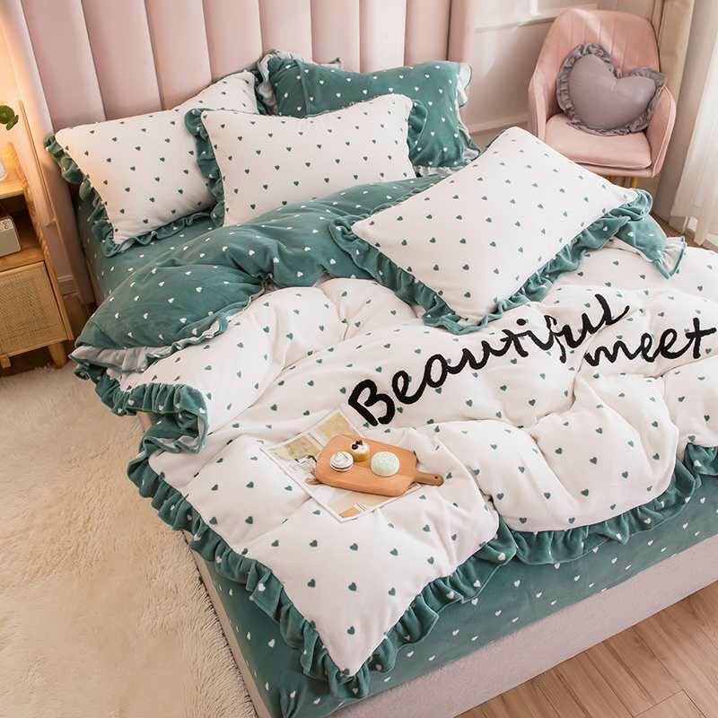 Set chăn ga gối nỉ nhung tăm siêu sang