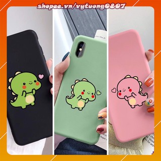 ỐP IPHONE S.A.M.S.U.N.G O.P.P.O V.I.V.O X.I.A.O.M.I V.I.V.O CẶP ĐÔI KHỦNG LONG BẮN TIM ĐÁNG YÊU MÀU ĐEN XANH HỒNG