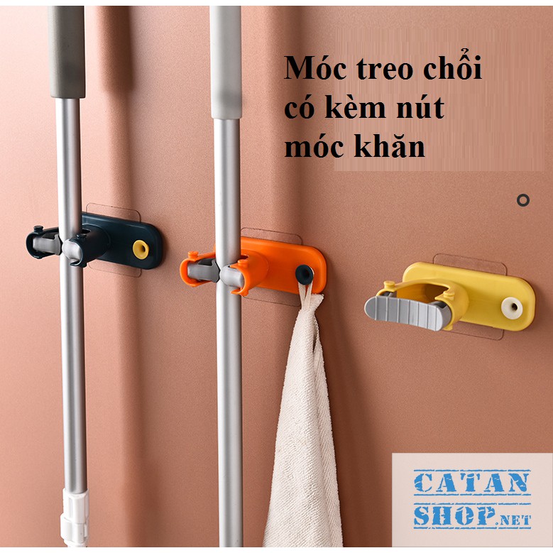 Móc treo chổi cao cấp dán tường , treo cây lau nhà, cọ chùi toilet có móc treo đồ tiện dụng