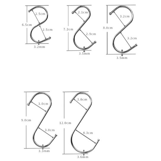 Móc treo đồ hình chữ S nhiều kích thước