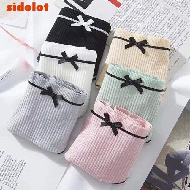 sét 5 quần lót cotton gân viền đen dễ thương cho bạn gái