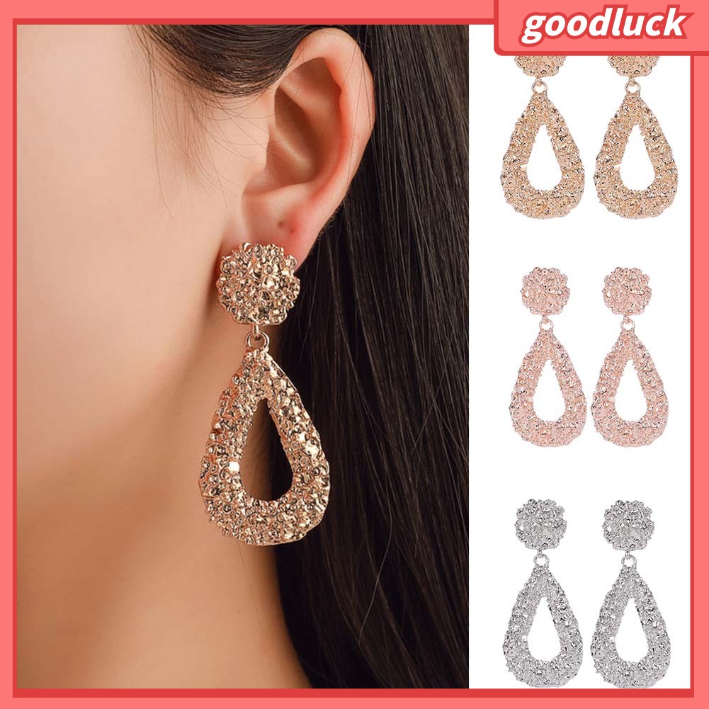 Bohemia Phụ nữ Hình học Emboss Rỗng Giọt nước mắt Dangle Stud Bông tai Trang sức Quà tặng