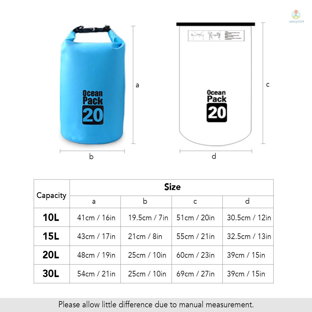 Ba Lô Đựng Nước Khô Chống Thấm Nước 10L / 15L / 20L / 30L Tiện Dụng Cho Thuyền Kayak / Sông Trekking