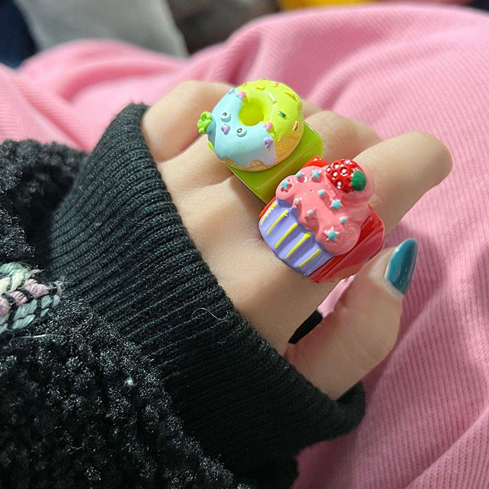 JARRED Nhẫn Nhựa Hình Trái Dâu Tây Dễ Thương Cho Nữ