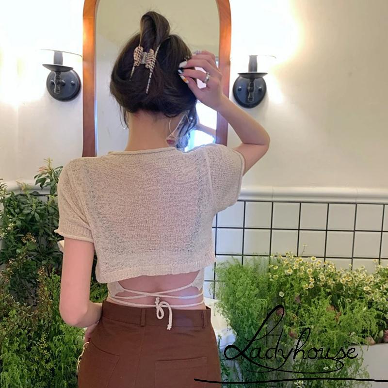 Áo Thun Crop Top Tay Ngắn Cổ Tròn Màu Trơn Thời Trang Dành Cho Nữ