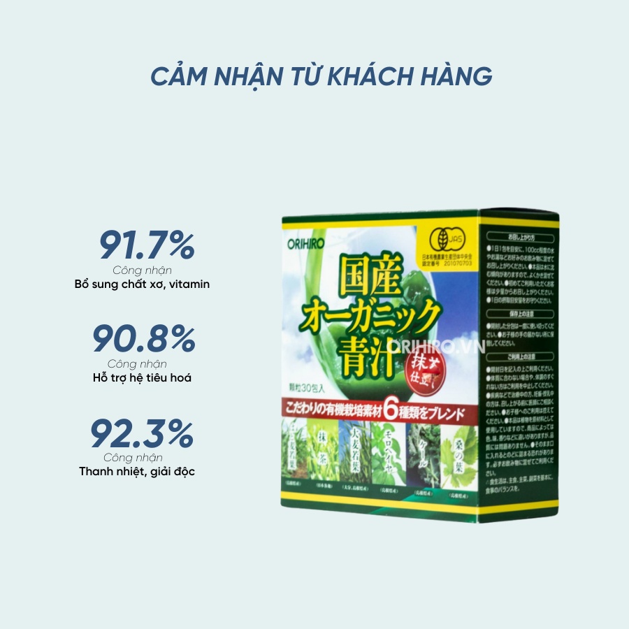 Bột rau xanh Aojiru bổ sung chất xơ Orihiro 30 gói