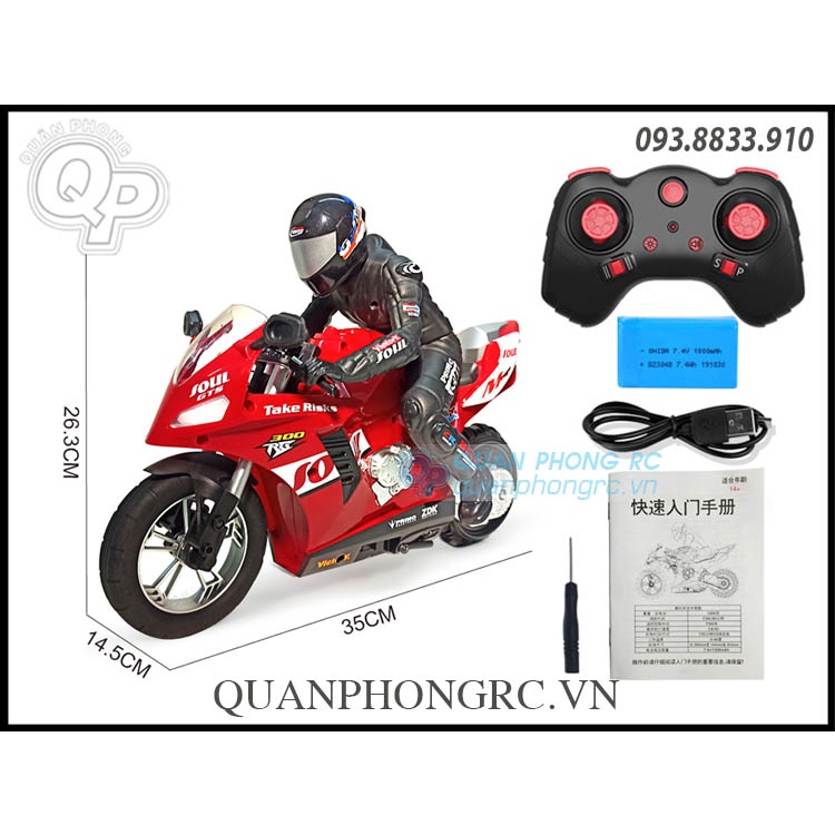 Xe Mô Tô Điều Khiển Tự Cân Bằng 1/16 STUNT MOTORCYCLE 2.4GHz Self-Balancing Motorcycle
