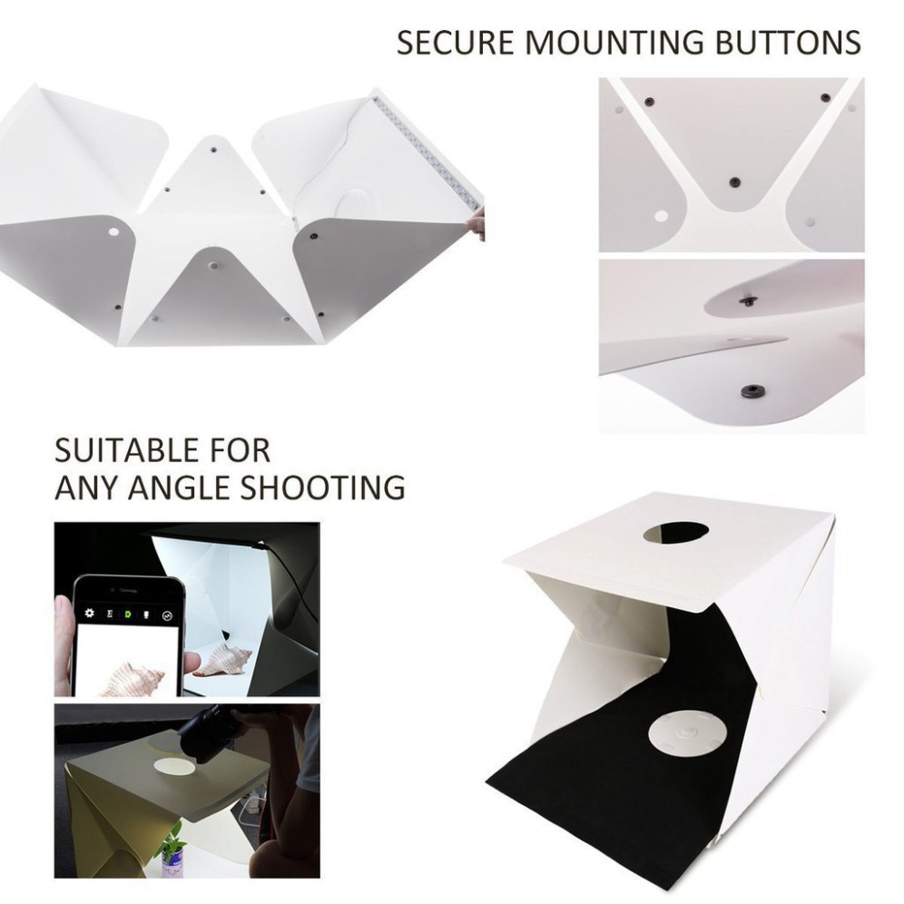 Hộp Chụp Hình Sản Phẩm 40x40cm 2 dãy đèn Led siêu sáng tặng kèm 6 nền_ bingo2020