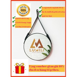 Gương tròn dây da D50 simili