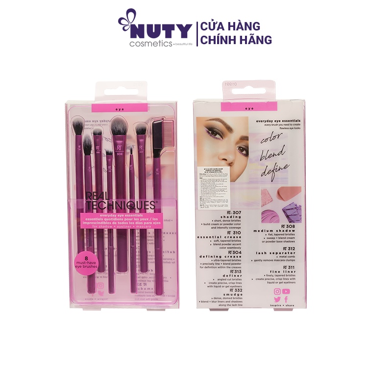 Set 8 Cọ Mắt Chuyên Nghiệp Real Techniques Everyday Eye Essentials