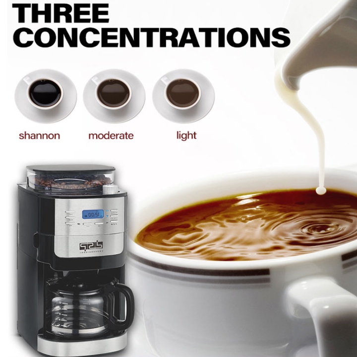 Máy pha cà phê bán tự động DSP KA3055, công suất 1000W, 1.5 lít, ngăn chứa hạt 200g, bảo hành chính hãng 12 tháng