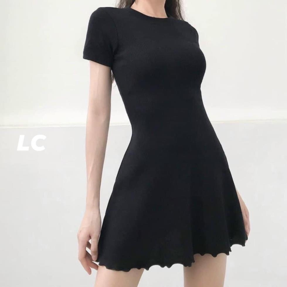 Đầm Thun Ôm Dáng Ngắn Đuôi Bèo - BaoBao.Clothing Nữ [FREESHIP] - Váy thun nữ body chân váy xòe Ulzzang  ྇