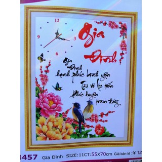 Tranh thêu chữ thập đồng hồ Gia đình (chưa thêu) LV3457
