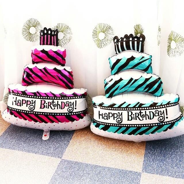 Bong bóng hình bánh sinh nhật trang trí, decor tiệc sinh nhật, party