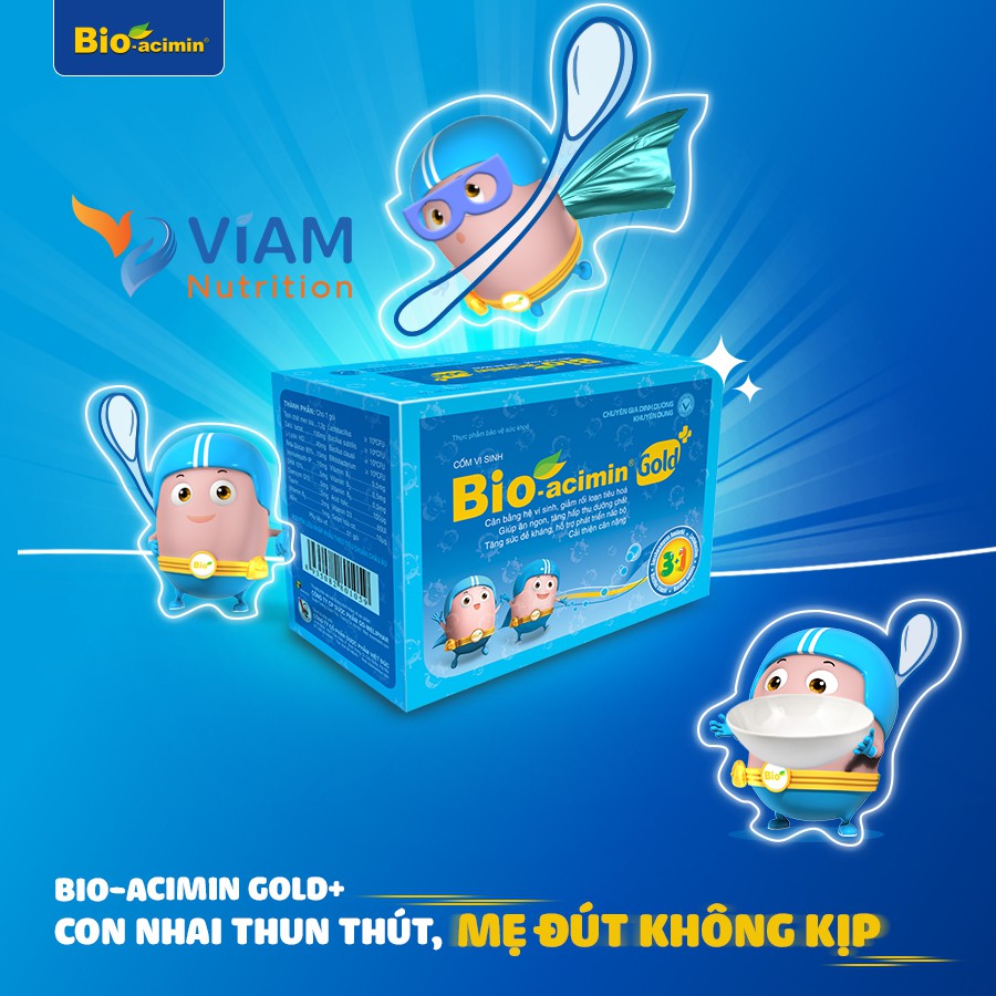 Cốm vi sinh Bio-acimin Gold tiêu hóa khỏe - trẻ ăn ngon, cải thiện biếng ăn suy dinh dưỡng