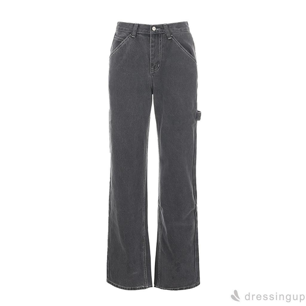 Quần Denim Lưng Cao Phong Cách Hàn Quốc Trẻ Trung Dành Cho Nữ