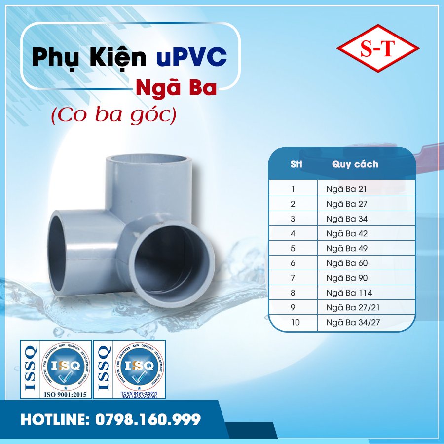 [GIÁ NHÀ MÁY] Co góc 3 hướng, cút 3 nhánh, tê ngã ba nhựa PVC Siêu Thành