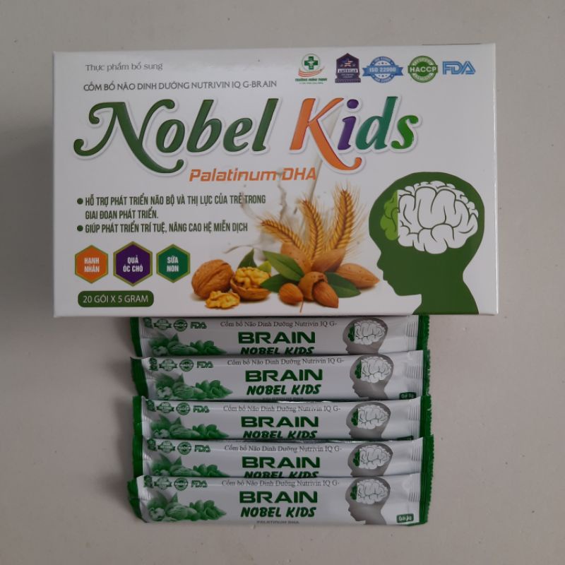 Cốm bổ não dinh dưỡng Nutrivin IQ G-BRAIN NOBEL KIDS - Hỗ trợ phát triển não bộ và trí tuệ cho trẻ_Hộp 20 gói