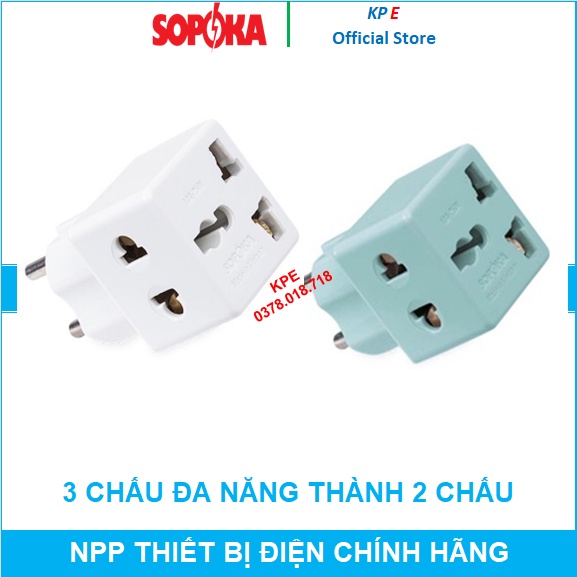 PHÍCH CẮM CHUYỂN CHÂN 3 CHẤU ĐA NĂNG THÀNH 2 CHẤU Ổ CẮM DU LỊCH P15 P15X SOPOKA CHÍNH HÃNG GIÁ RẺ KPE ELECTRIC