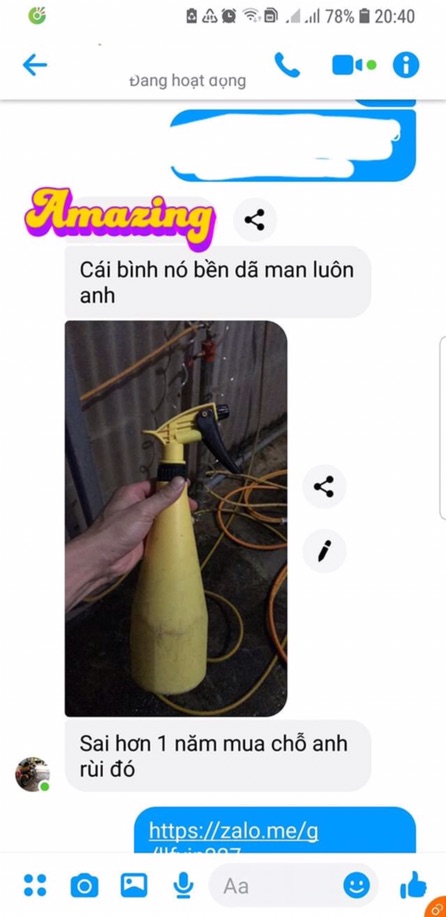 Bình xịt 800ml đựng dung dịch hoá chất tính axit và kiềm cao