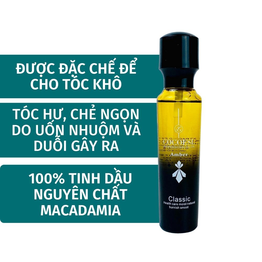 Tinh dầu dưỡng tóc cao cấp COCOESL Amber 60ml - Phục hồi tóc hư tổn và chẻ ngọn 100% tinh dầu nguyên chất Macadamia TD06
