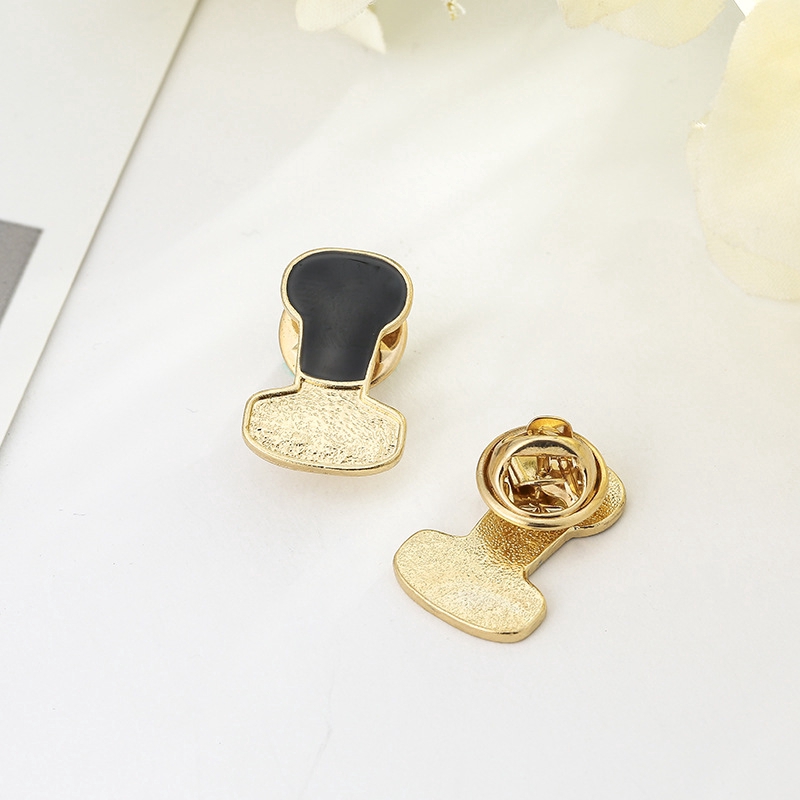 1 Piece Gold Color Alloy Love Letter Coffee Beans Machine Feather Pin Brooches