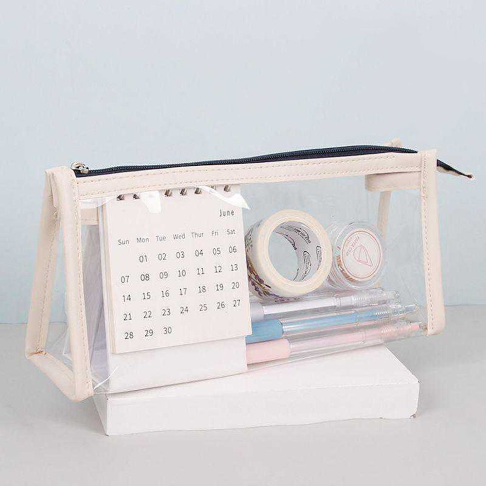 Túi Đựng Bút/Văn Phòng Phẩm Trong Suốt Sức Chứa Lớn Nhiều Màu Phong Cách Hàn Quốc
